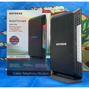 Netgear Nighthawk CM1150V Multi-Gig Speed Cable Modem For Xfinity Voice With Acc